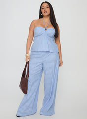 Sofea Halter Top Blue Stripe Curve