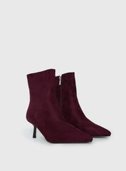Serene Faux Suede Pointed Toe Ankle Boots Burgundy