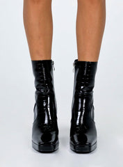 Jamie Croc Platform Boots Black