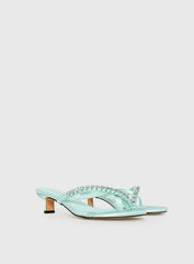 Little Italy Diamante Detail Thong Heels Aqua