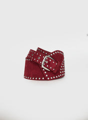 Calexico Studded Faux Suede Belt Red