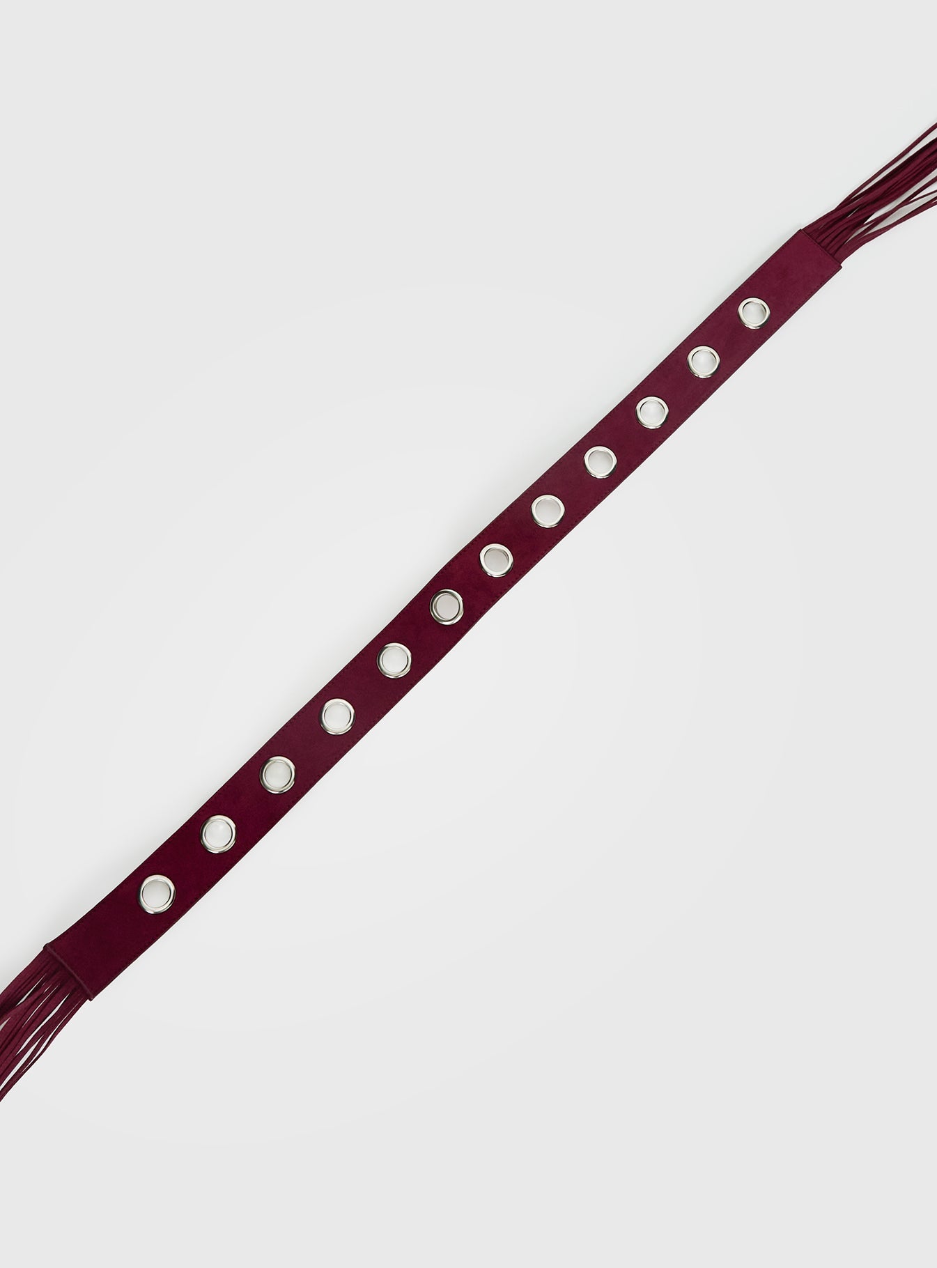 Maysie Faux Suede Tassel Belt Cherry