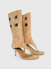 Situationship Eyelet Open Toe Heels Tan