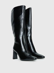 Sawyer Knee High Boots Black Crinkle