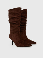 Such A Charmer Faux Suede Scrunch Boot Chocolate