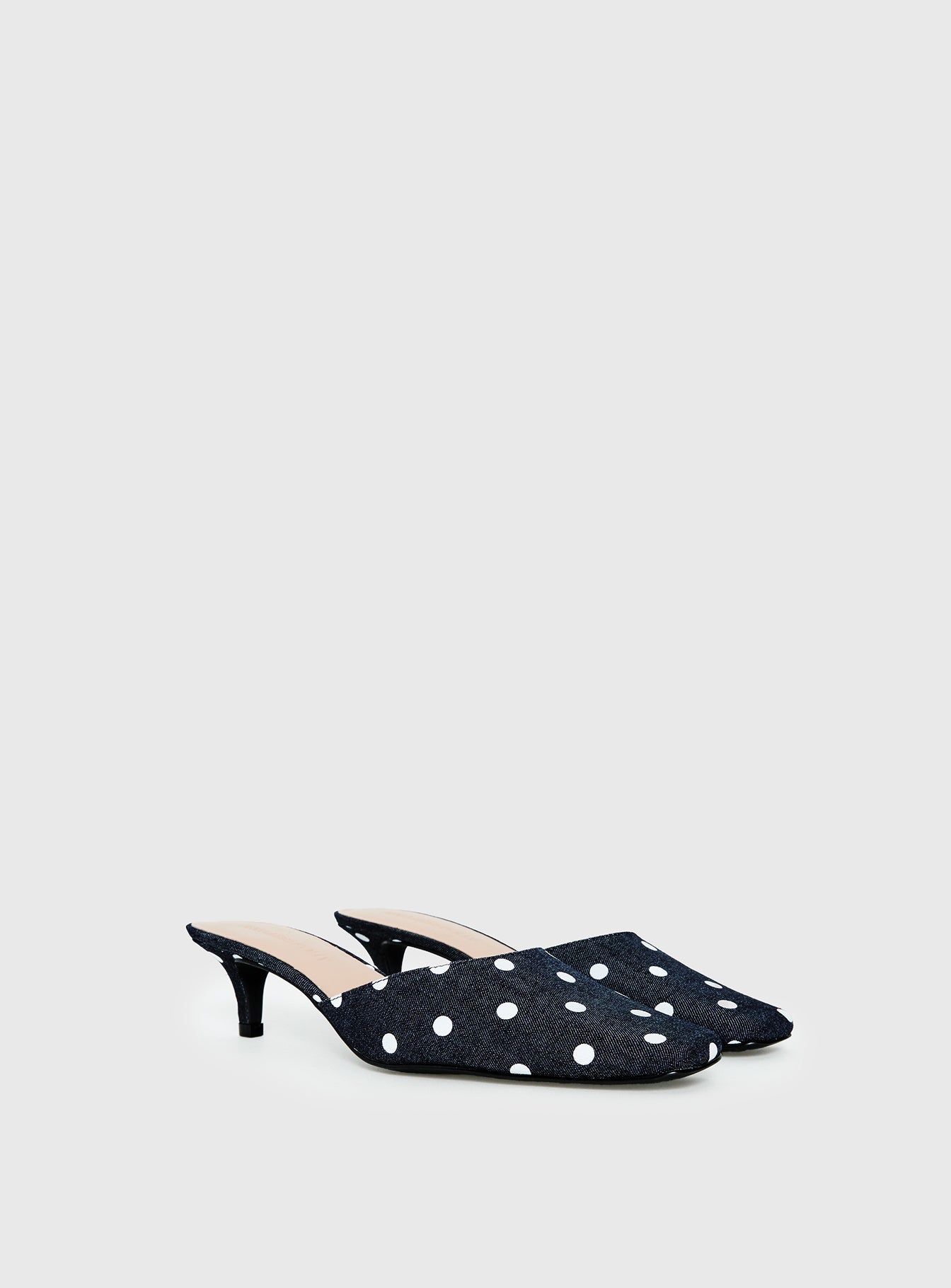 Kaelina Kitten Heels Denim Polka