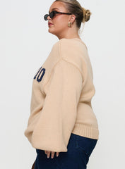 Jadynn Off Shoulder Knit Sweater Cream Curve