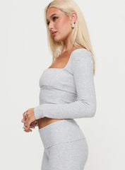 Closed Eyes Long Sleeve Top Grey