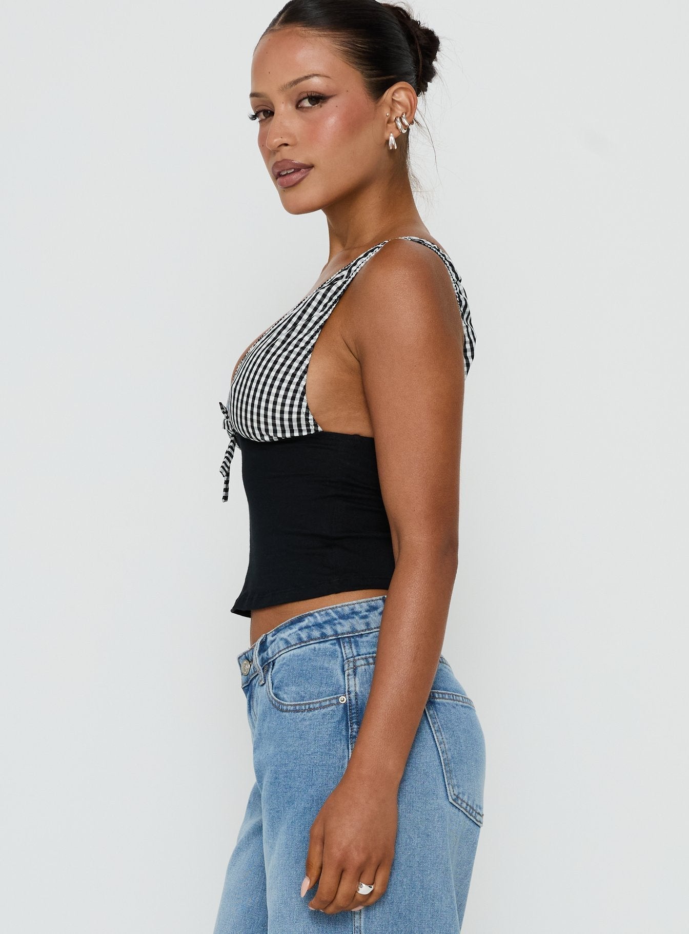 Kary Top Black Gingham