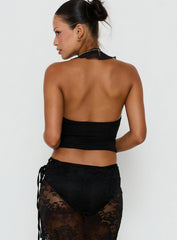 Jazania Frill Halter Top Black