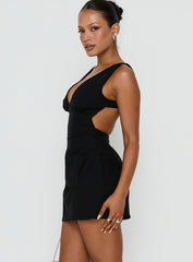 Sunswept Open Back Mini Dress Black