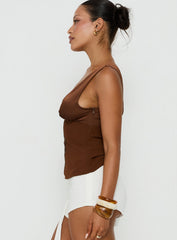 Fast Pace Bead Detail Top Brown