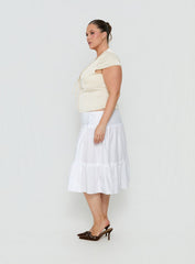 Cascades Low Rise Midi Skirt White Curve