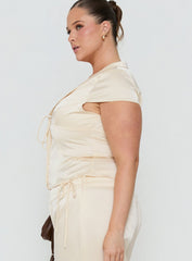 Aubrette Satin Collar Top Cream Curve