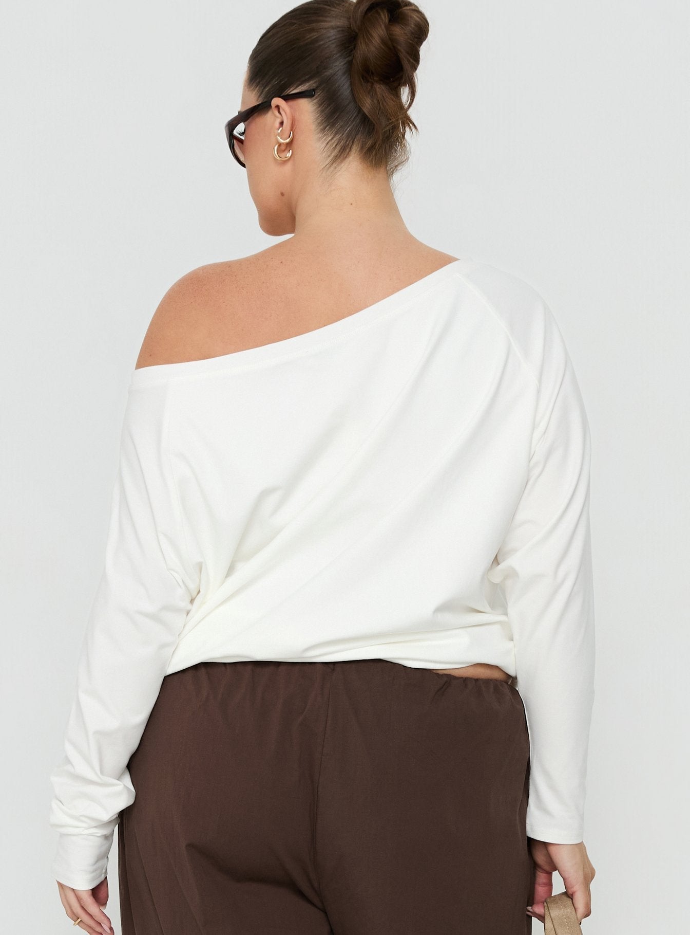 Icon Baby Off Shoulder Long Sleeve Top White Curve