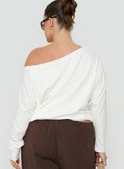 Icon Baby Off Shoulder Long Sleeve Top White Curve