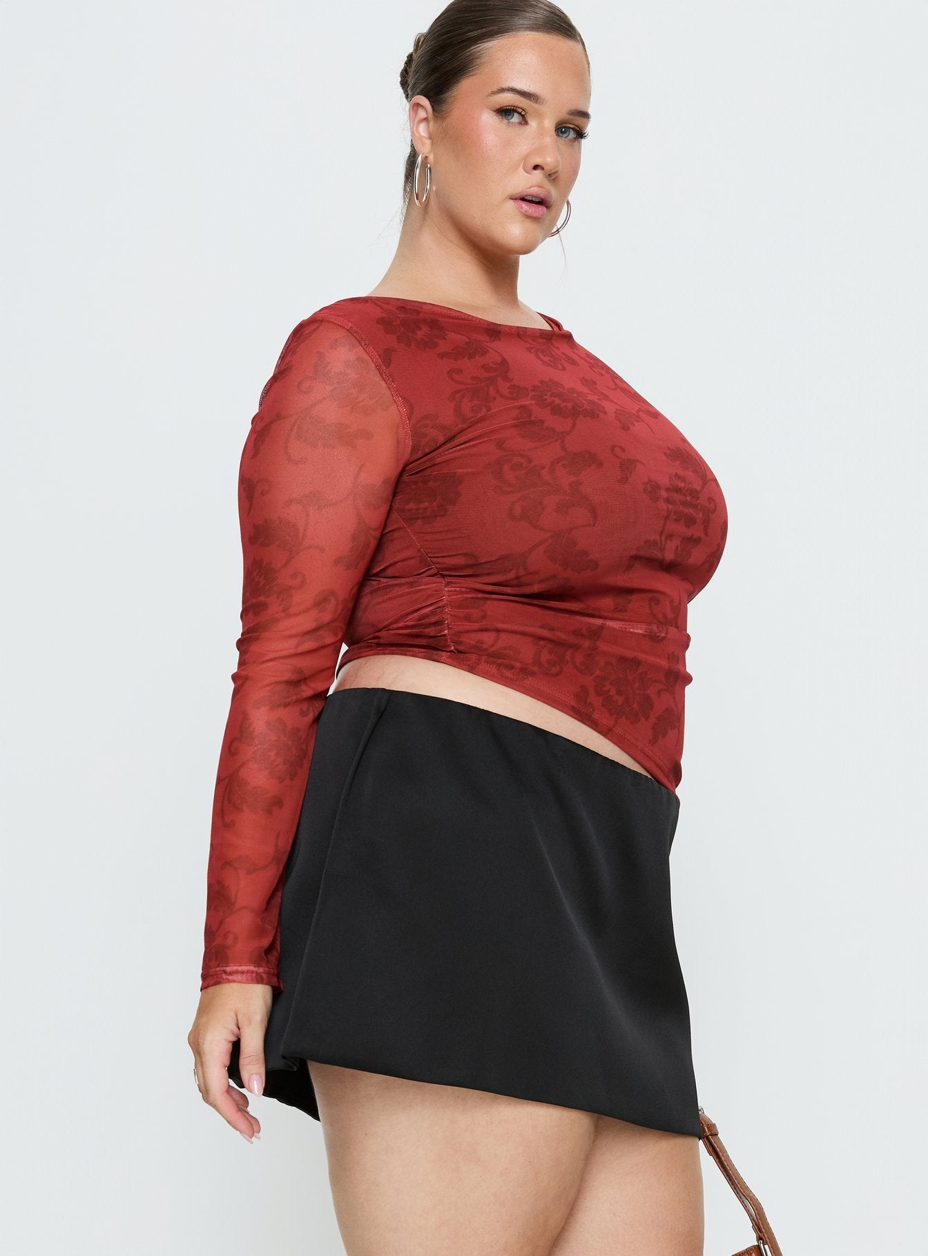 Nadya Satin Tailored Mini Skirt Black Curve
