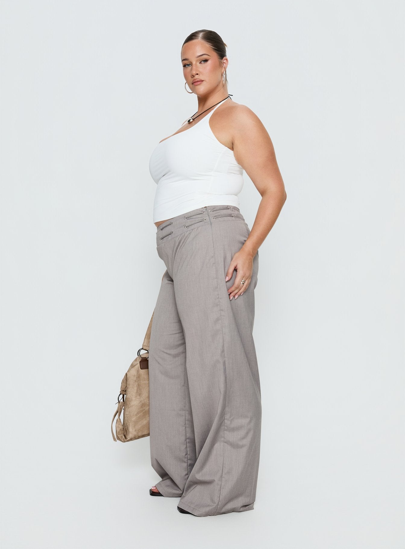 Just Have Fun Wide Leg Pant Grey Curve