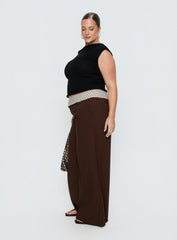 Past Life Fold Over Waistband Pant Brown / Stripe Curve