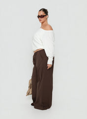 Lunea Concealed Waistband Pants Brown Curve