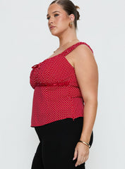 Garconne Top Red Polka Curve