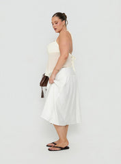 Heart Of Gold Linen Blend Midi Skirt White Curve