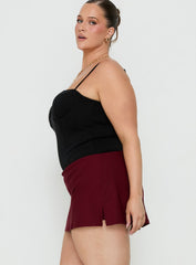 Can't Sleep Skort Burgundy Curve