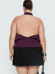 Faythe High Neck Tie Top Berry Curve