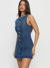 Yumiko Denim Romper Mid Wash Petite