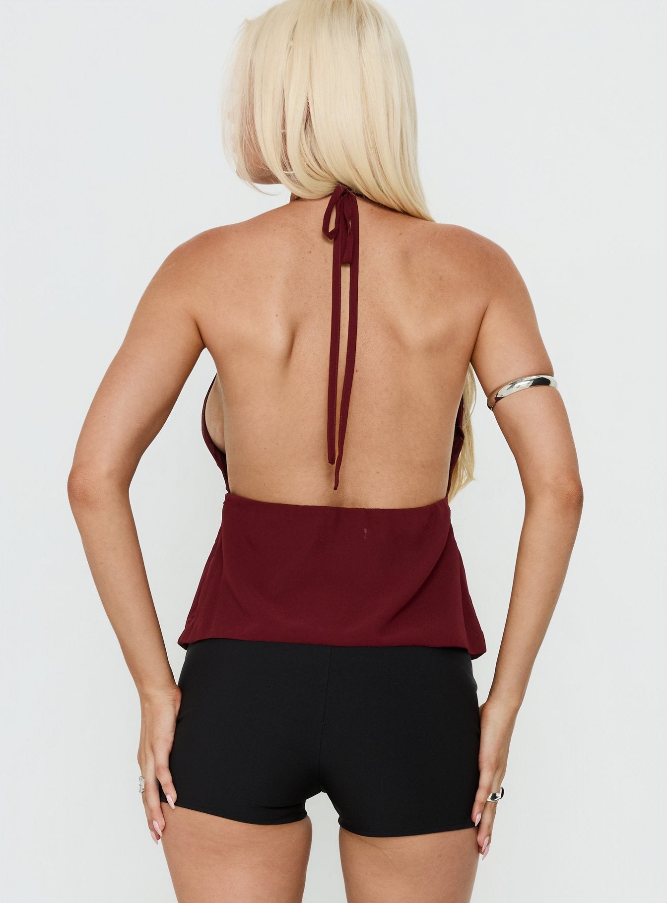 Tekapo Studded V-Neck Top Burgundy