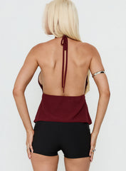 Tekapo Studded V-Neck Top Burgundy