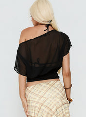 Maxtonn Sheer Off Shoulder Top Black