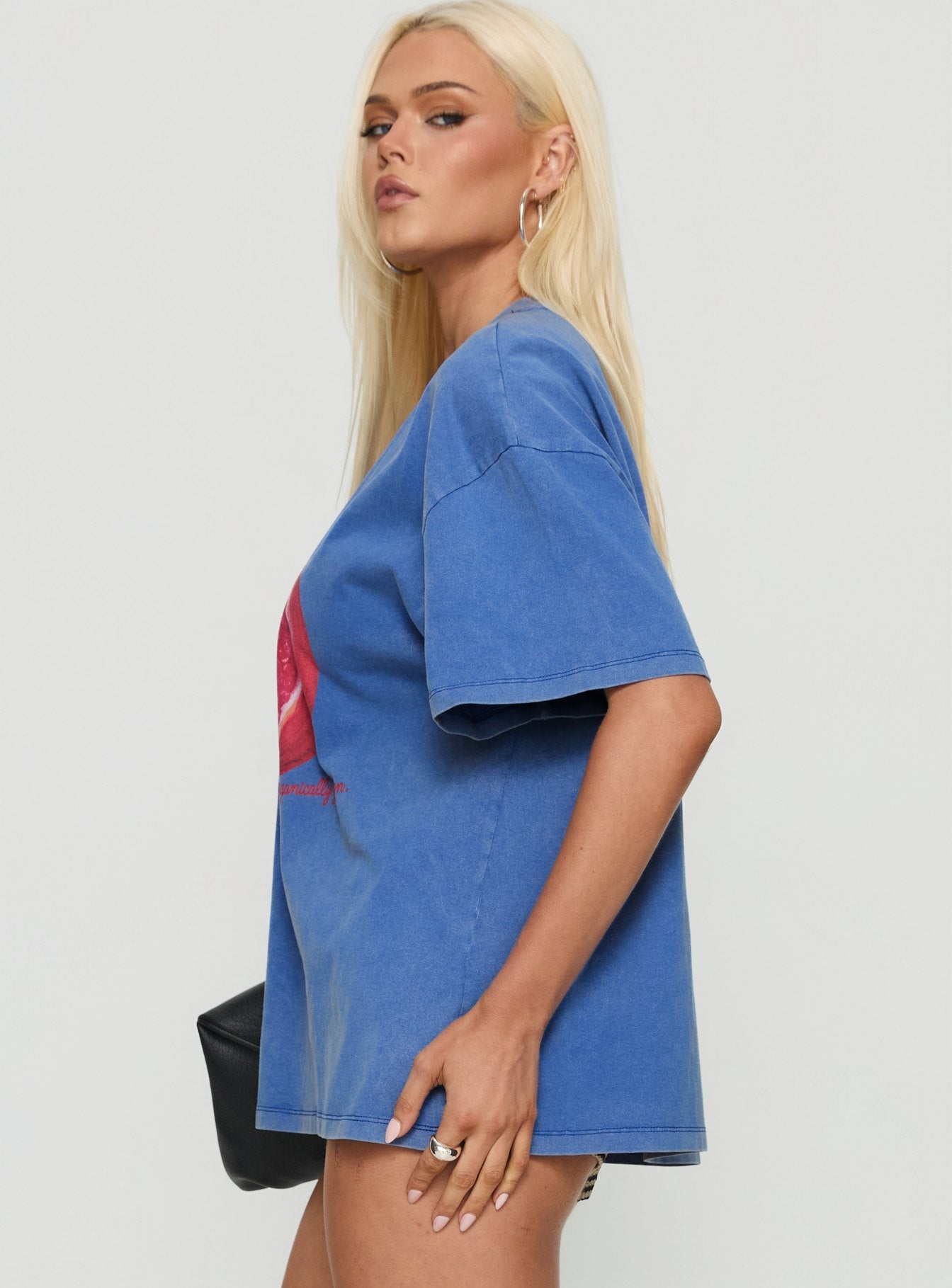 Linsay Oversized Graphic Tee Blue / Pomegranate