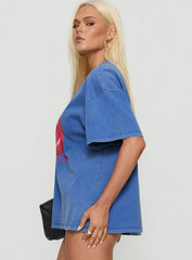 Linsay Oversized Graphic Tee Blue / Pomegranate