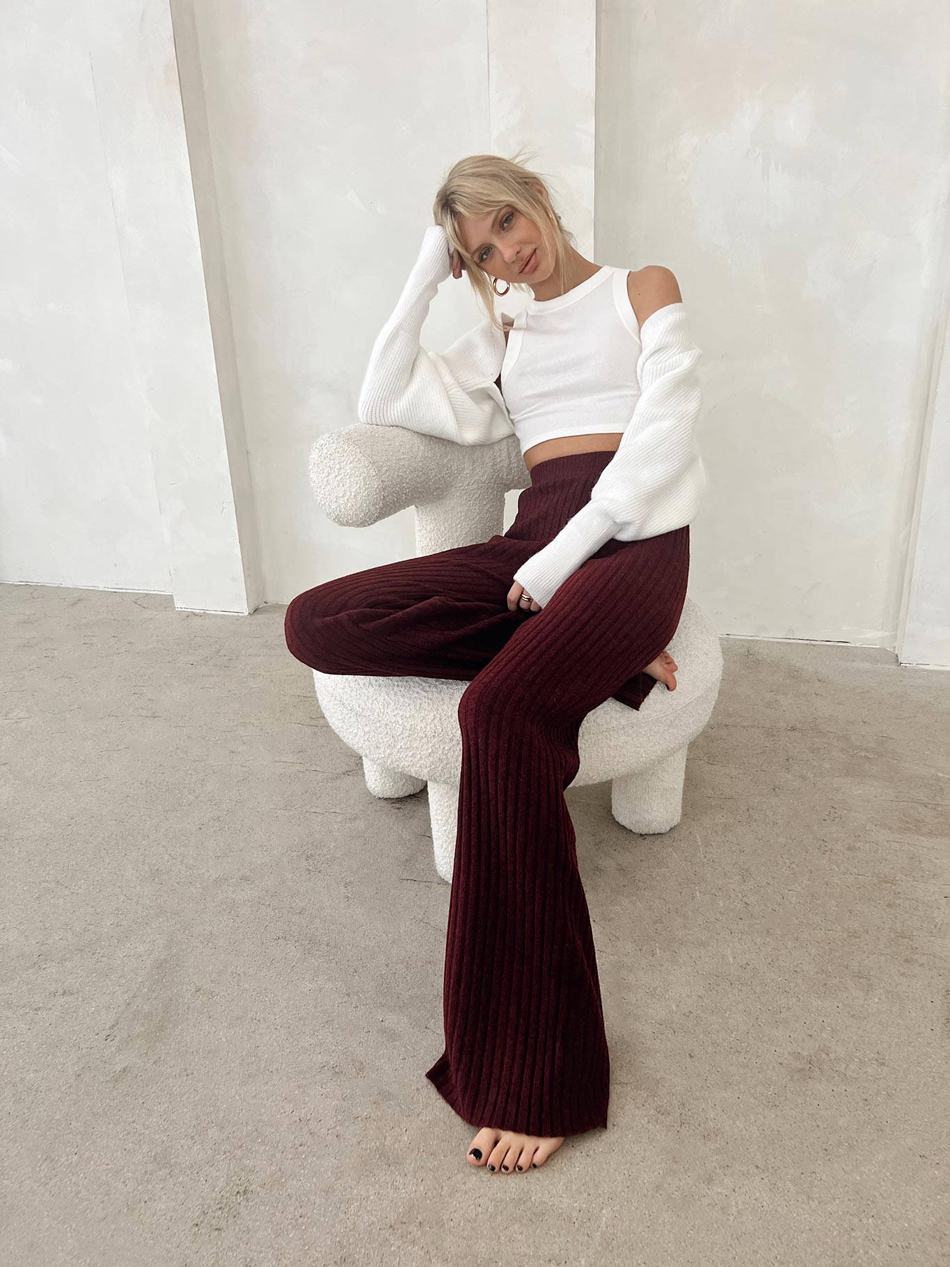 Montana Knit Pants Maroon