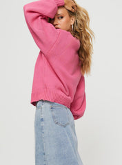 Harmony Balloon Sleeve Knit Sweater Pop Pink