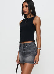 Paulette Denim Mini Skirt Grey Wash