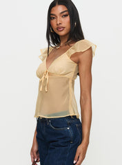 Keysia Cap Sleeve Sheer Top Apricot