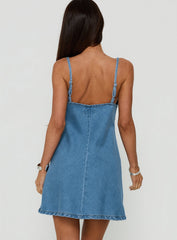 Arwen Denim Mini Dress Light Blue Wash