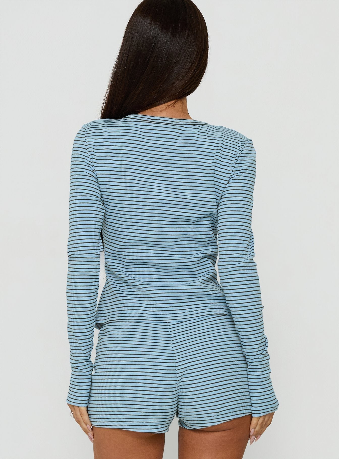 Serafia Button Up Cardigan Blue Stripe