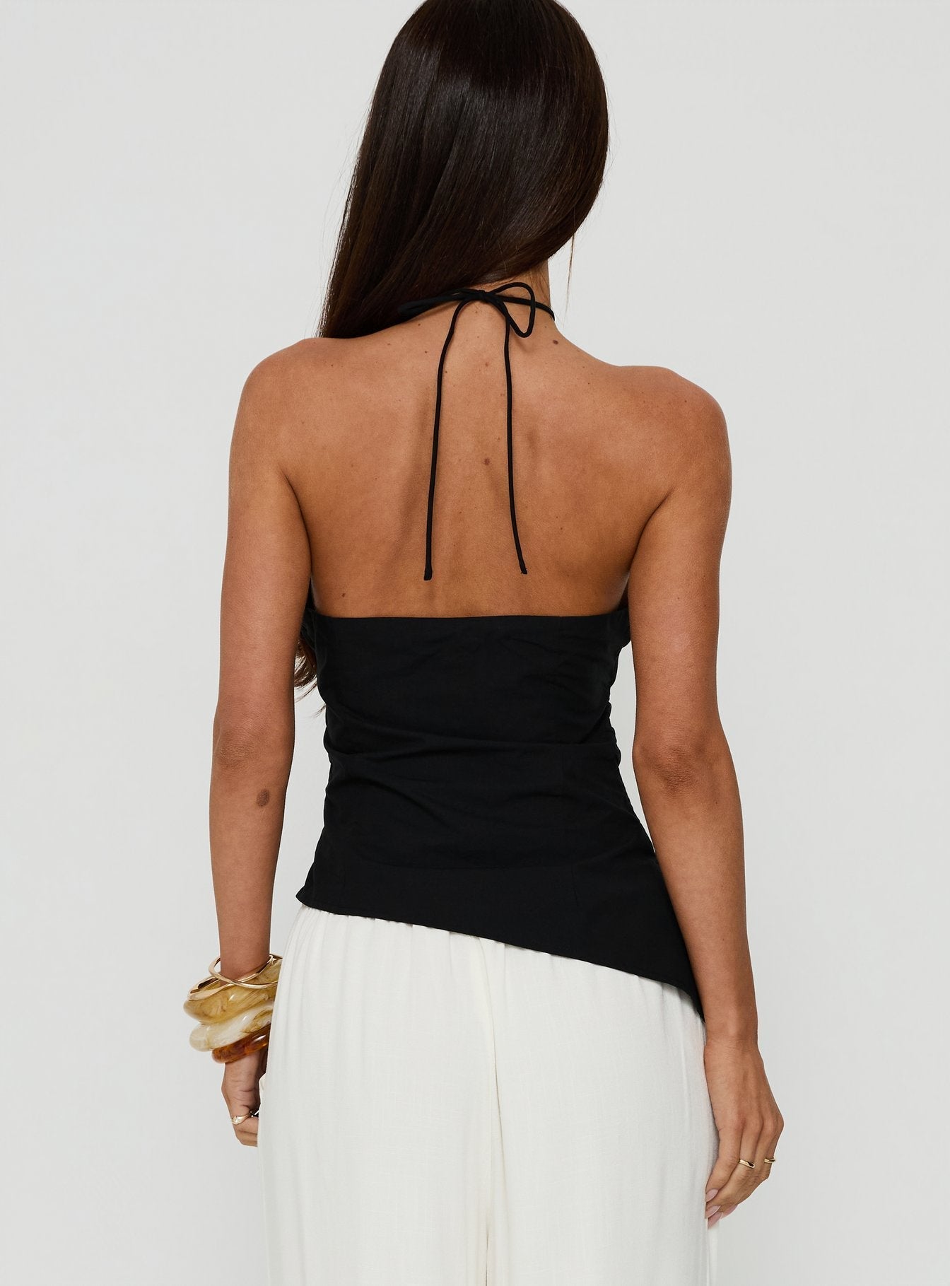 Deia Bead Detail Arrowneck Top Black
