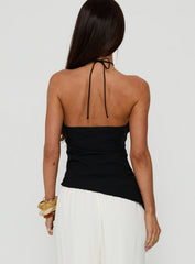 Deia Bead Detail Arrowneck Top Black