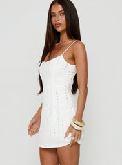 Kelia Sequin Detail Playsuit White