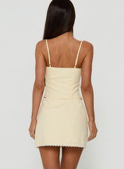 Noria Lace Trim Mini Skirt Yellow