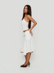 Opalie Asymmetrical Midi Skirt White Broderie