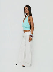 Slow Days Broderie Anglais Mid Rise Pants White