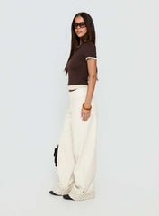 Nikoletta Foldover Jeans Cream / Polka