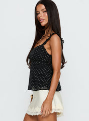Madaleine Top Black Polka