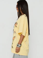 Horse Girl Oversized Graphic Tee Washed Yellow