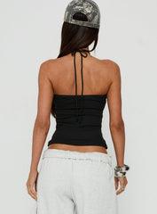 Charlottie Halter Keyhole Neckline Top Black